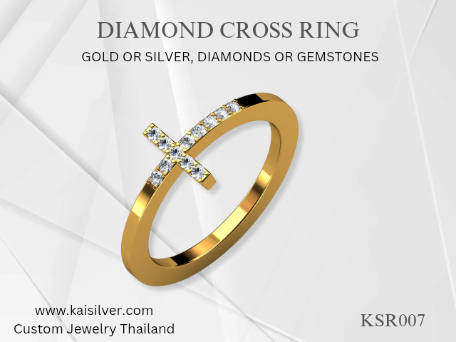 diamond cross ring 10k 14k 18k