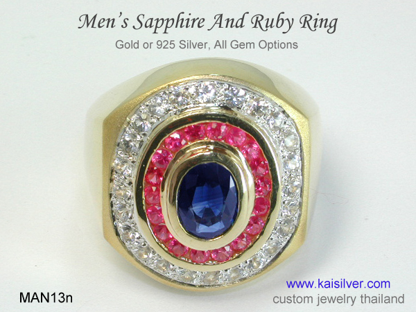 thailand mens ring gold and silver