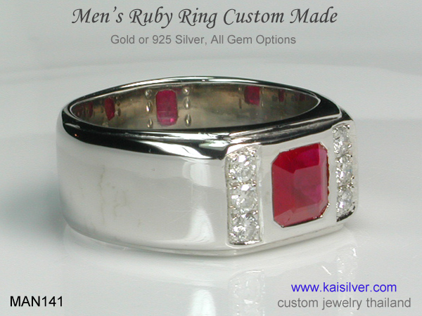 gold band men's ruby diamond