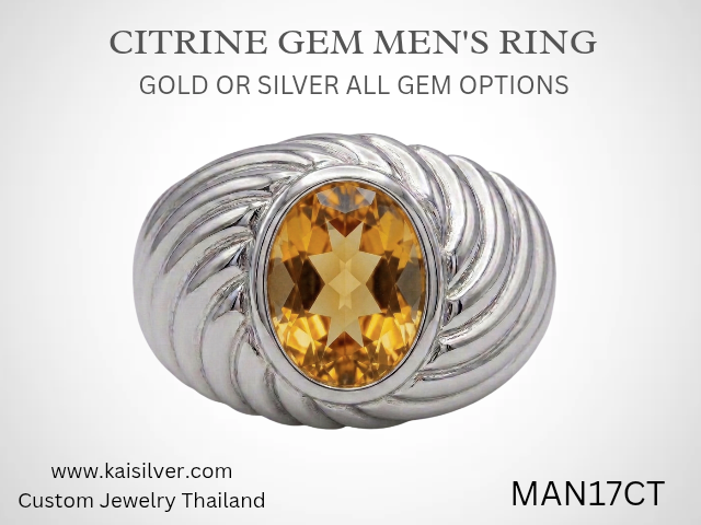 custom gemstone ring for men with citrine