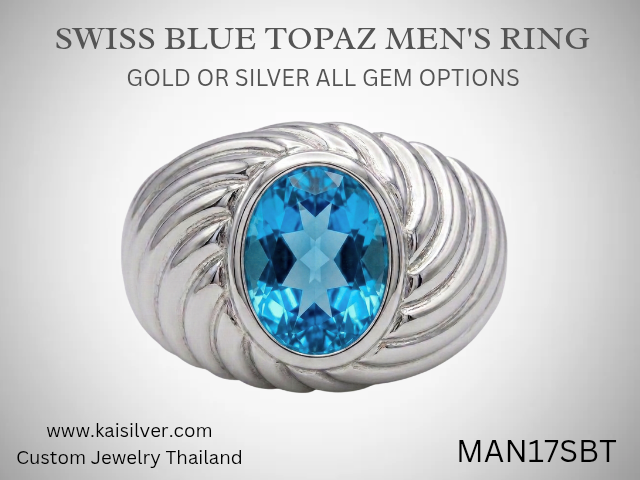 men's blue topaz ring
