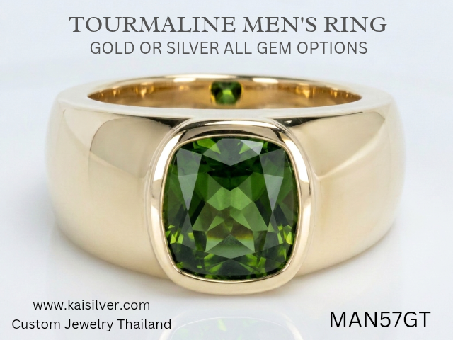 men's green tourmaline ring