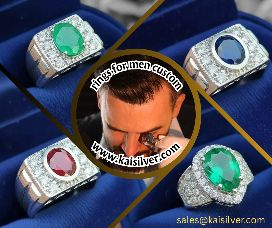 ring for men with gemstone and diamond