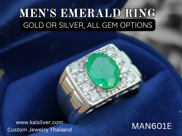men's ring with emerald and diamonds