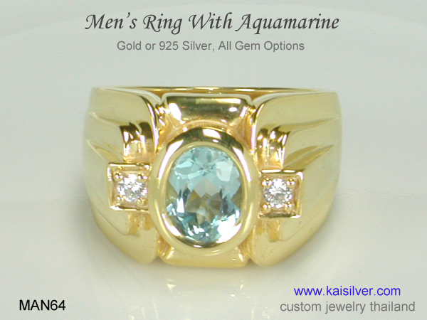 aquamarine mens ring kaisilver