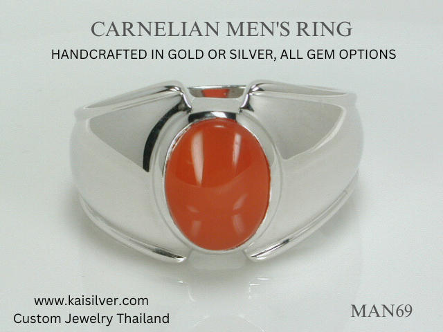 men's ring with carnelian gemstone