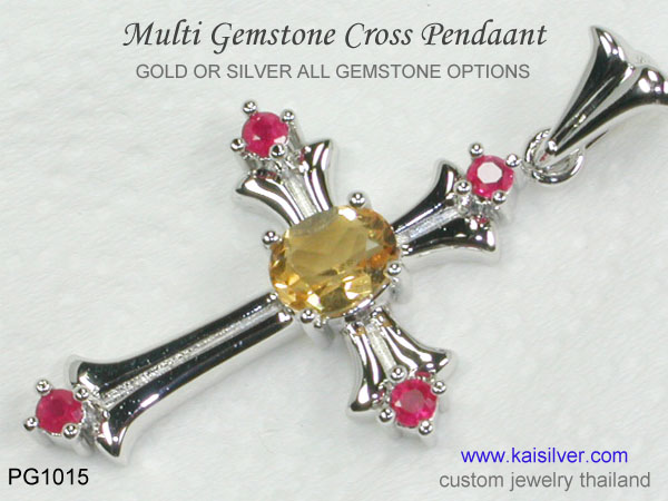 cross pendant with gemstones