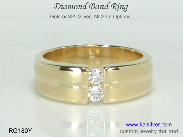 mens band gold diamond